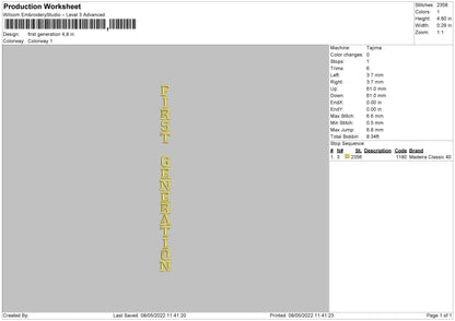 First Generation Embroidery File 4 size