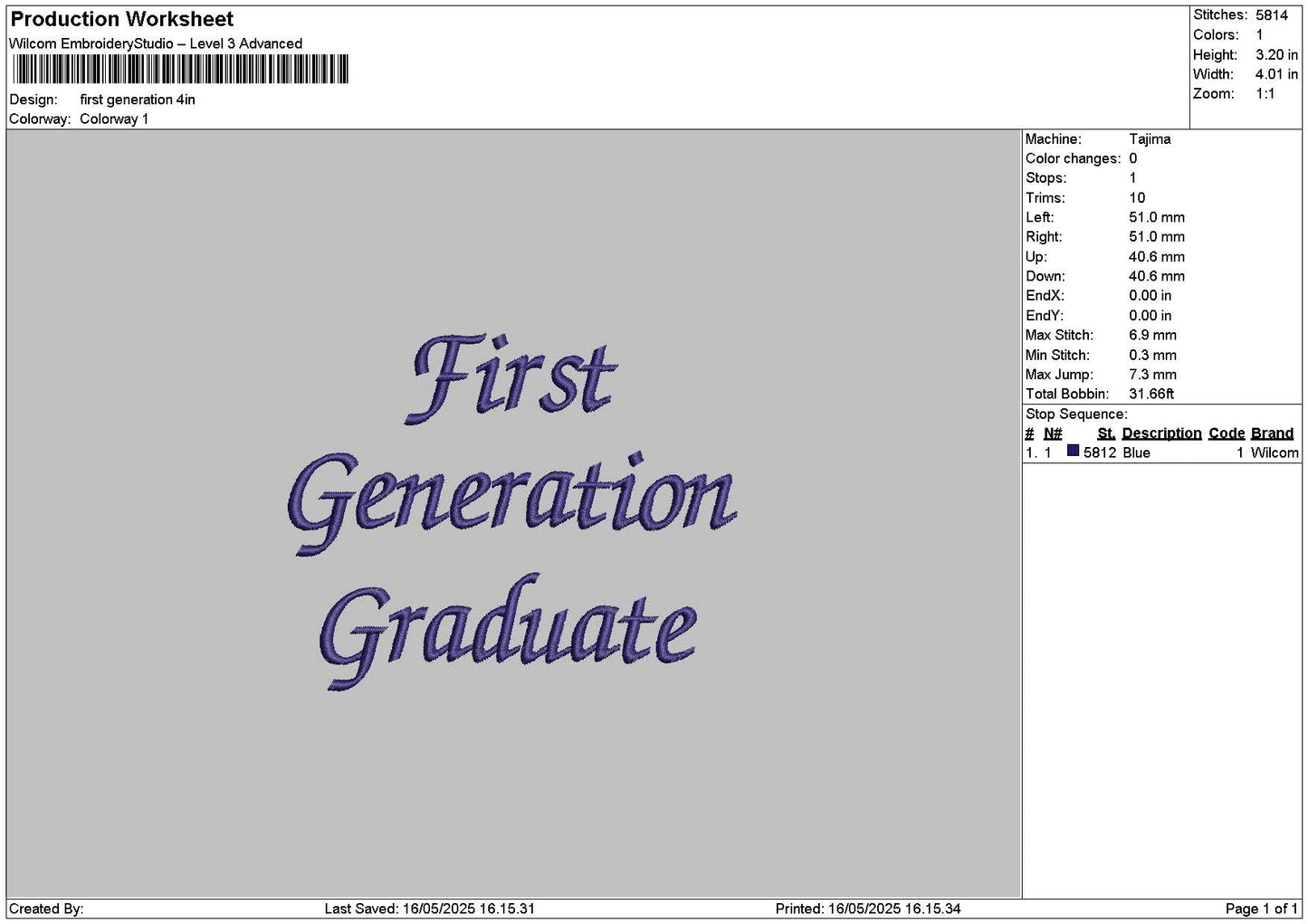 Texts 1605 Embroidery File 6 sizes