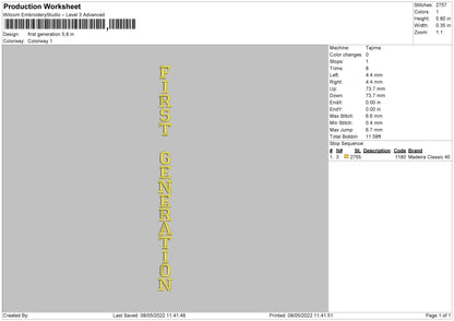 First Generation Embroidery File 4 size