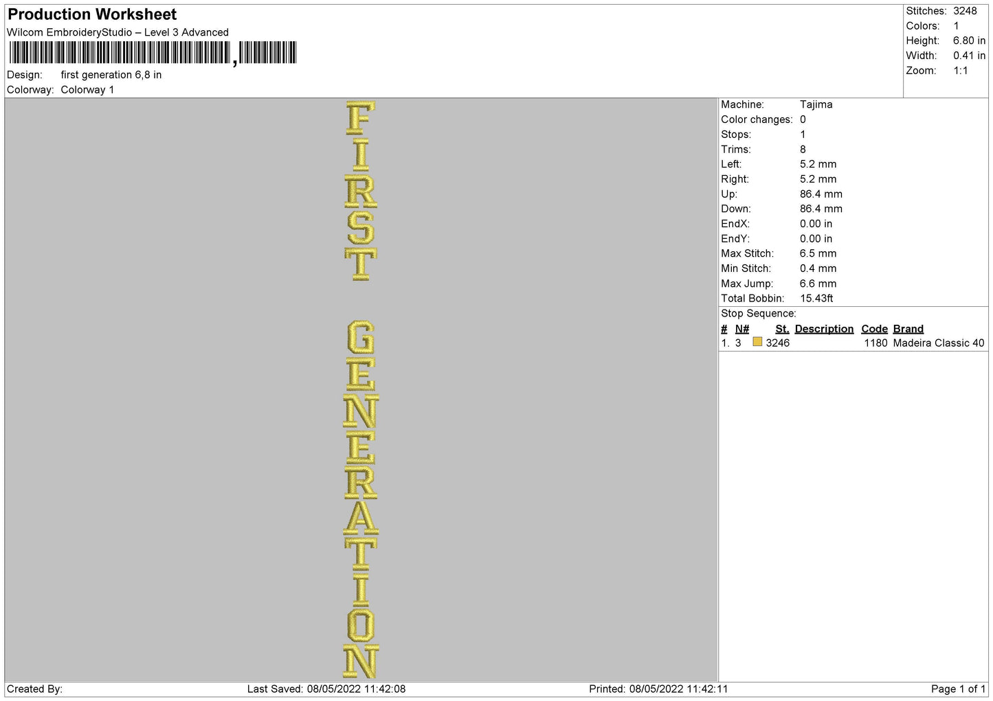 First Generation Embroidery File 4 size