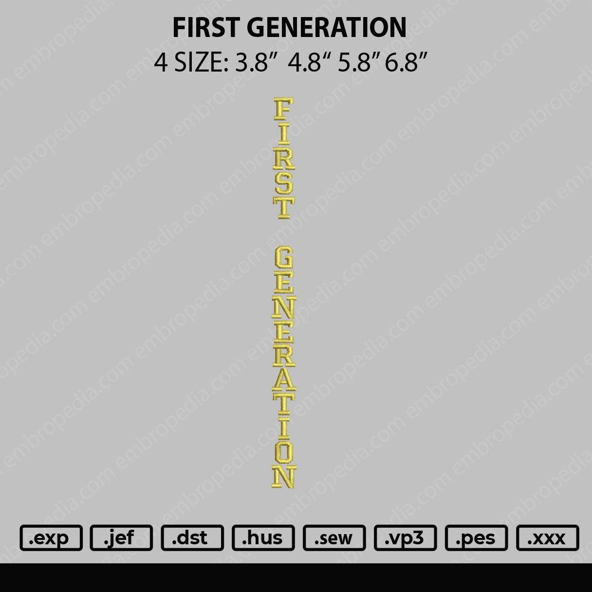 First Generation Embroidery File 4 size