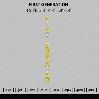 First Generation Embroidery File 4 size