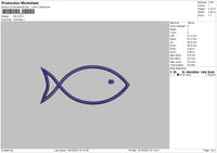 Fish Outline Embroidery File 4 size