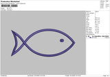 Fish Outline Embroidery File 4 size