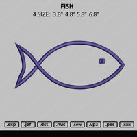 Fish Outline Embroidery File 4 size
