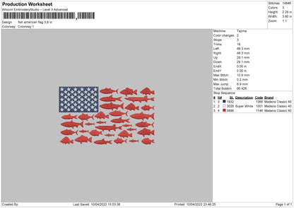 Flash American Flag Embroidery File 4 size
