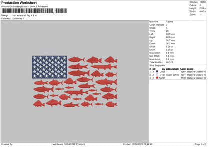 Flash American Flag Embroidery File 4 size