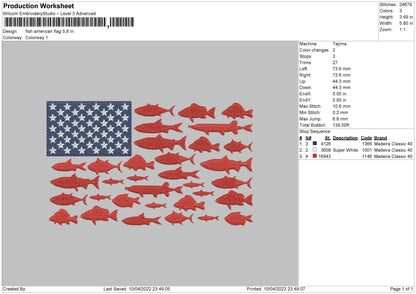 Flash American Flag Embroidery File 4 size