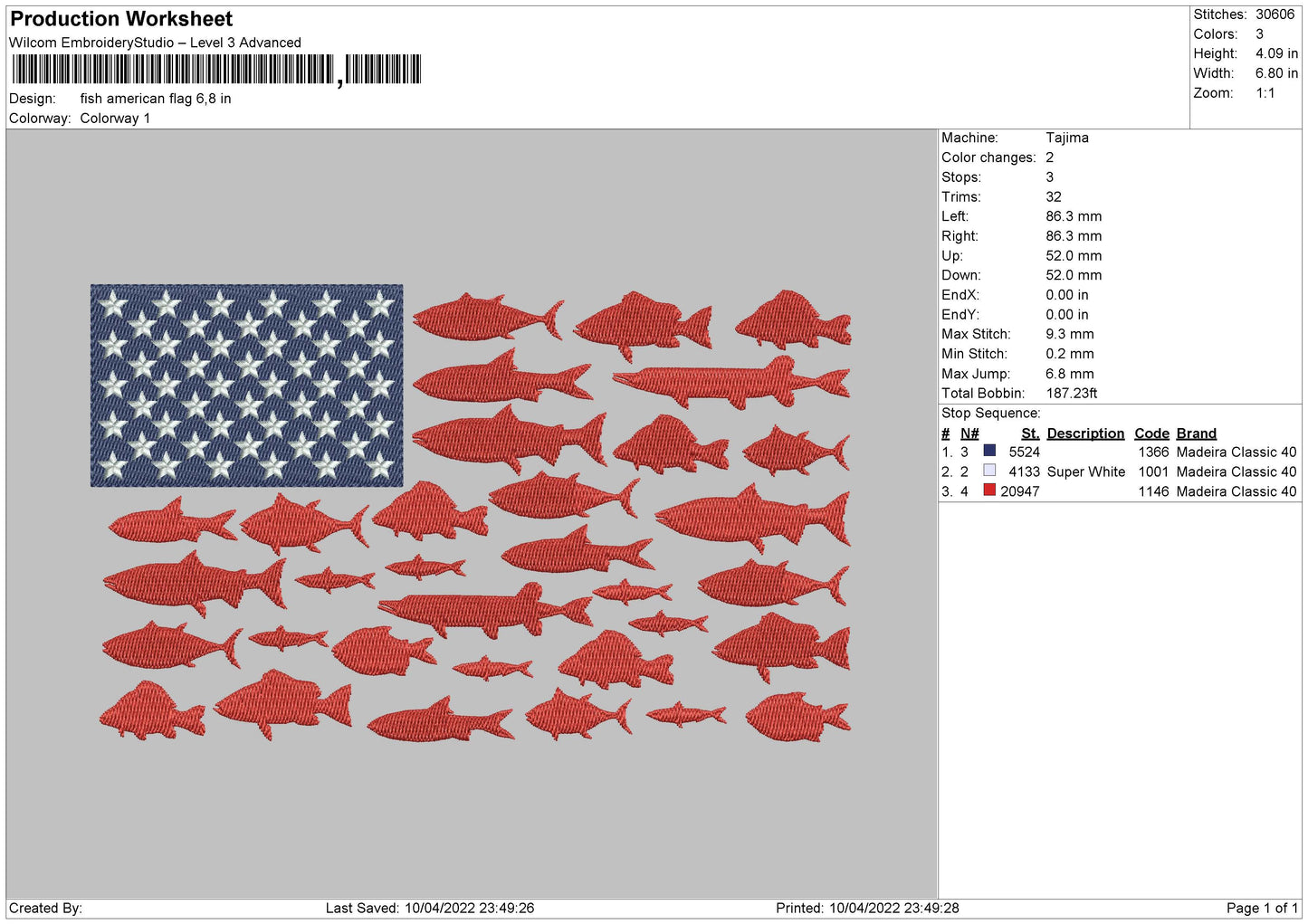 Flash American Flag Embroidery File 4 size