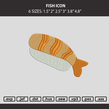 Fish Icon Embroidery Machine Design File 6 sizes