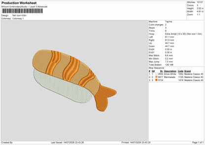 Fish Icon Embroidery Machine Design File 6 sizes