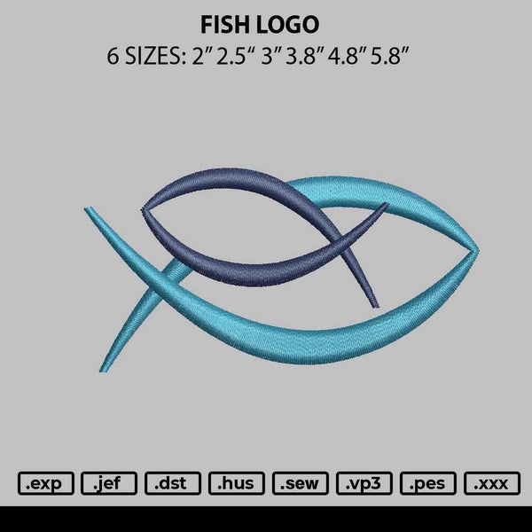 Fish Logo Embroidery File 6 sizes