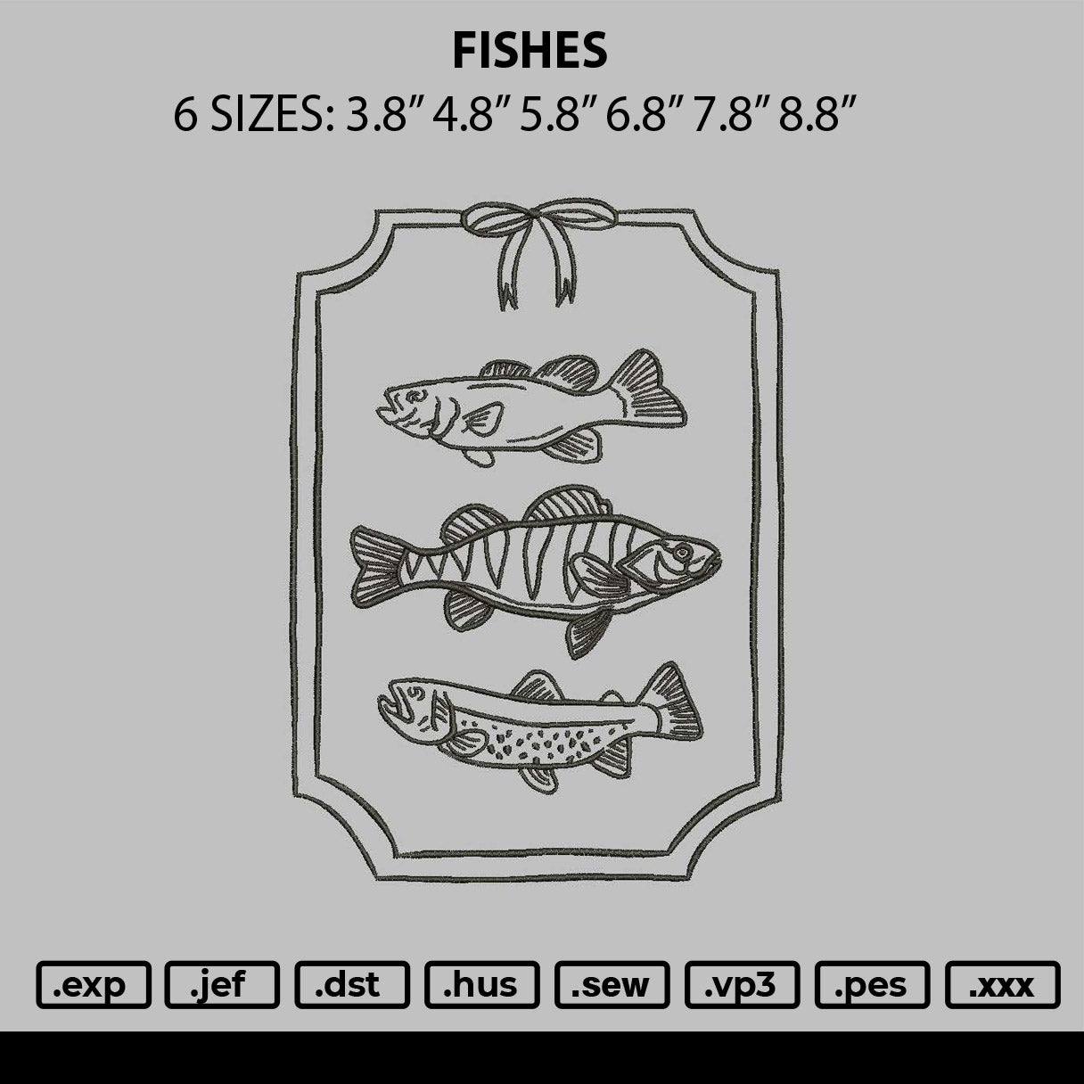 Fishes Embroidery File 6 sizes