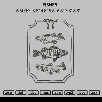 Fishes Embroidery File 6 sizes