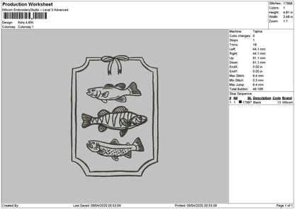 Fishes Embroidery File 6 sizes