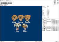 Five Dogs Embroidery File 6 sizes