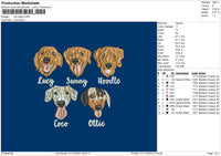 Five Dogs Embroidery File 6 sizes