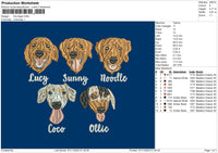 Five Dogs Embroidery File 6 sizes