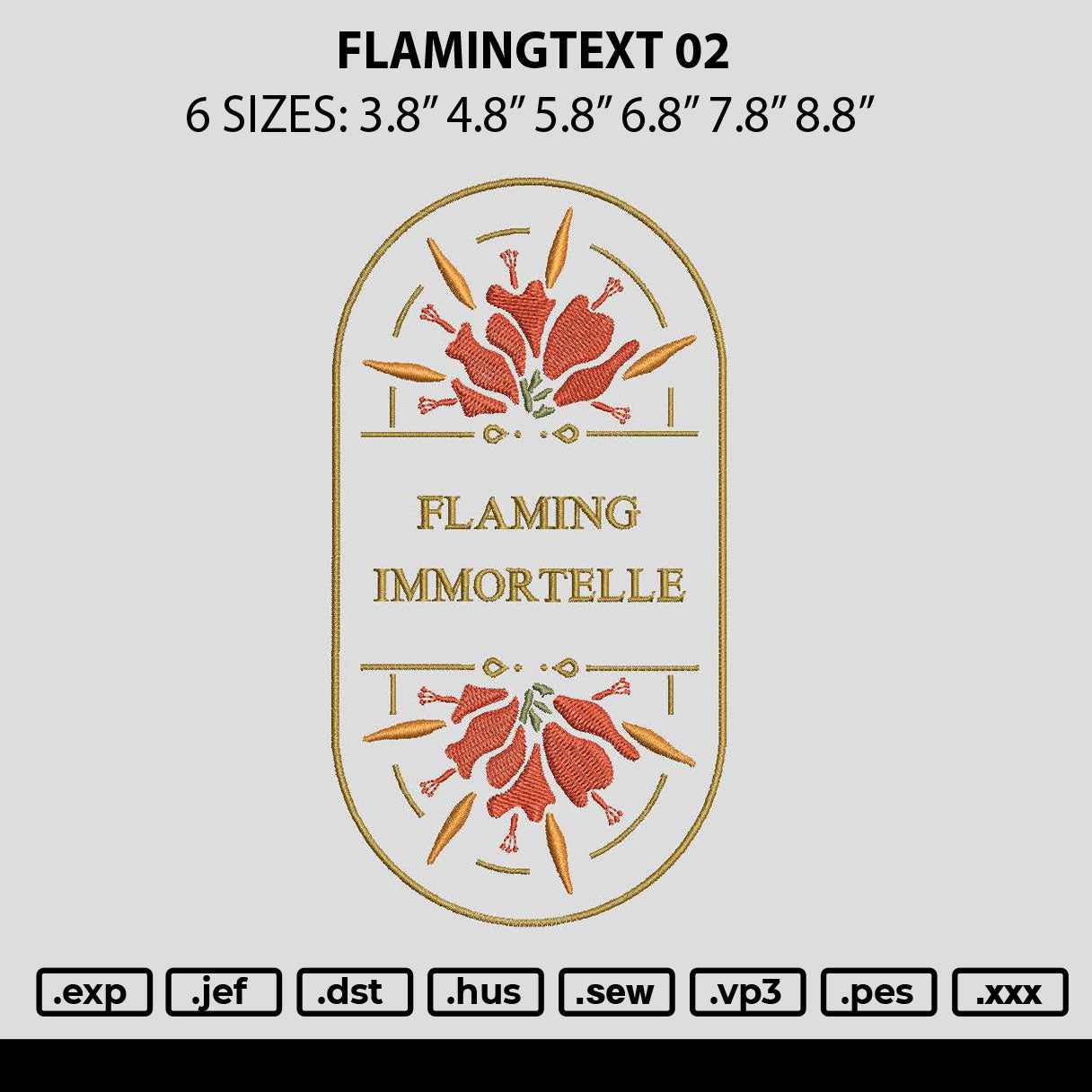 Flamingtext 02 Embroidery File 6 sizes