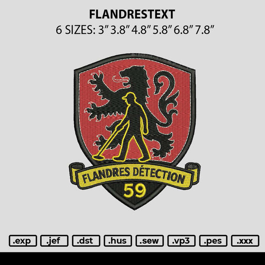 Flandrestext Embroidery File 6 sizes