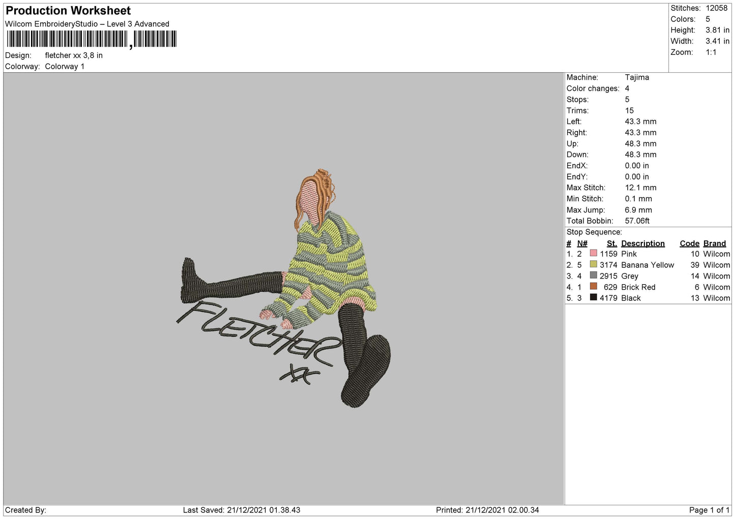 Fletcher XX Embroidery File 4 size