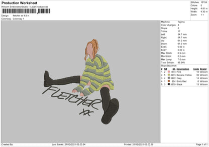Fletcher XX Embroidery File 4 size