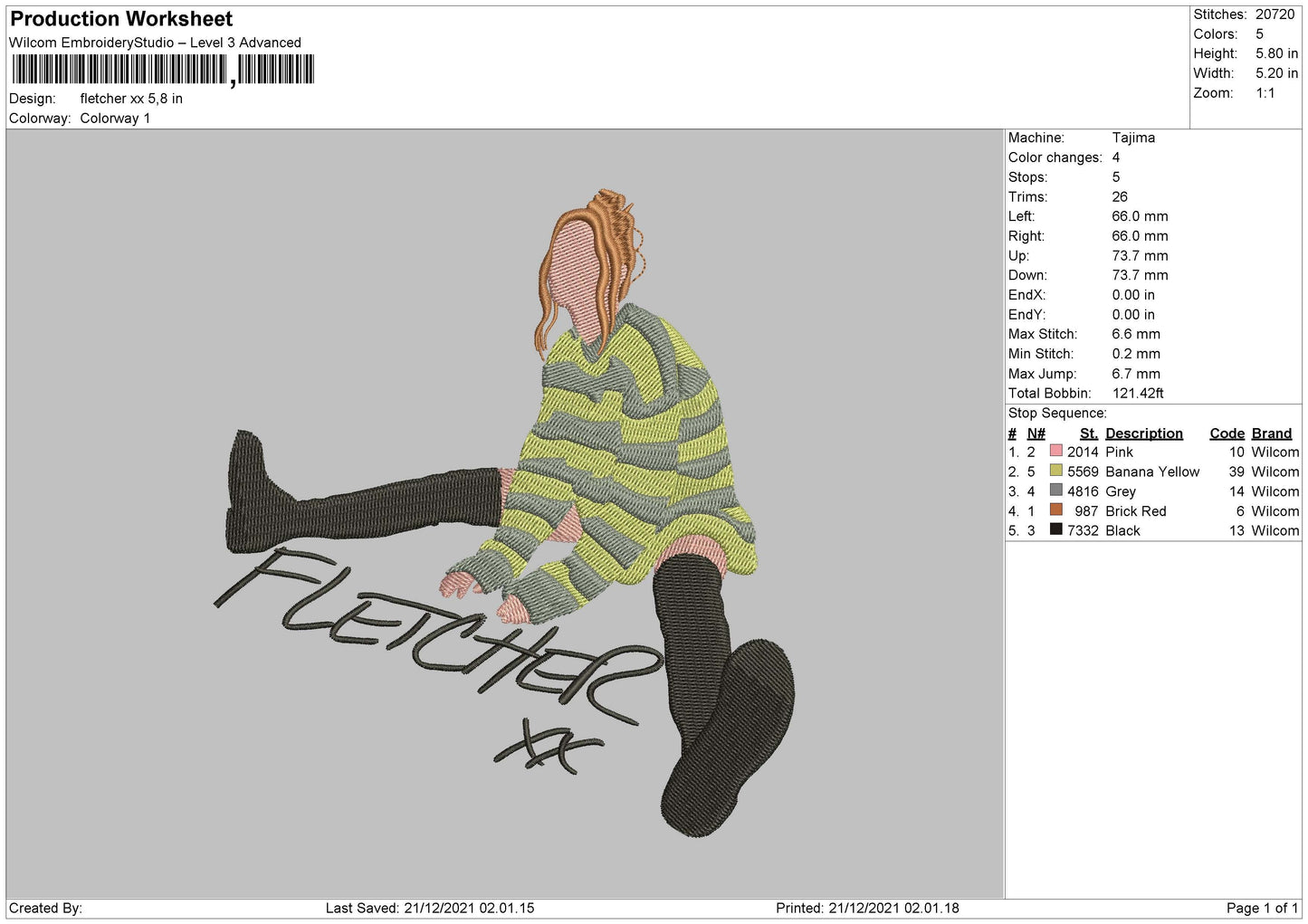 Fletcher XX Embroidery File 4 size