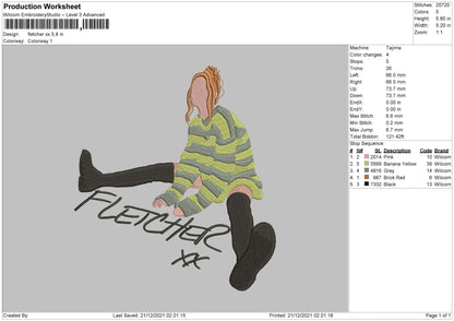 Fletcher XX Embroidery File 4 size
