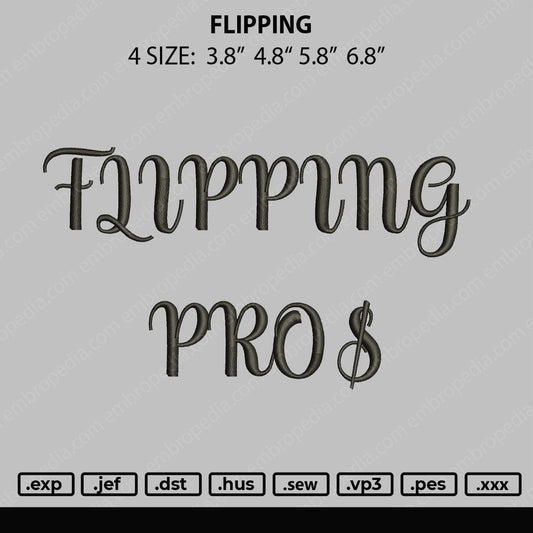 Flipping Embroidery File 4 size