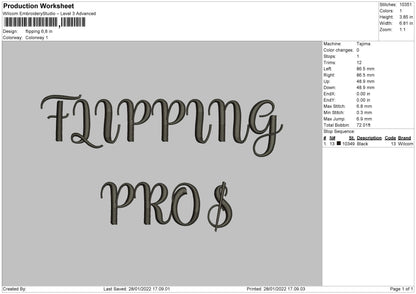 Flipping Embroidery File 4 size