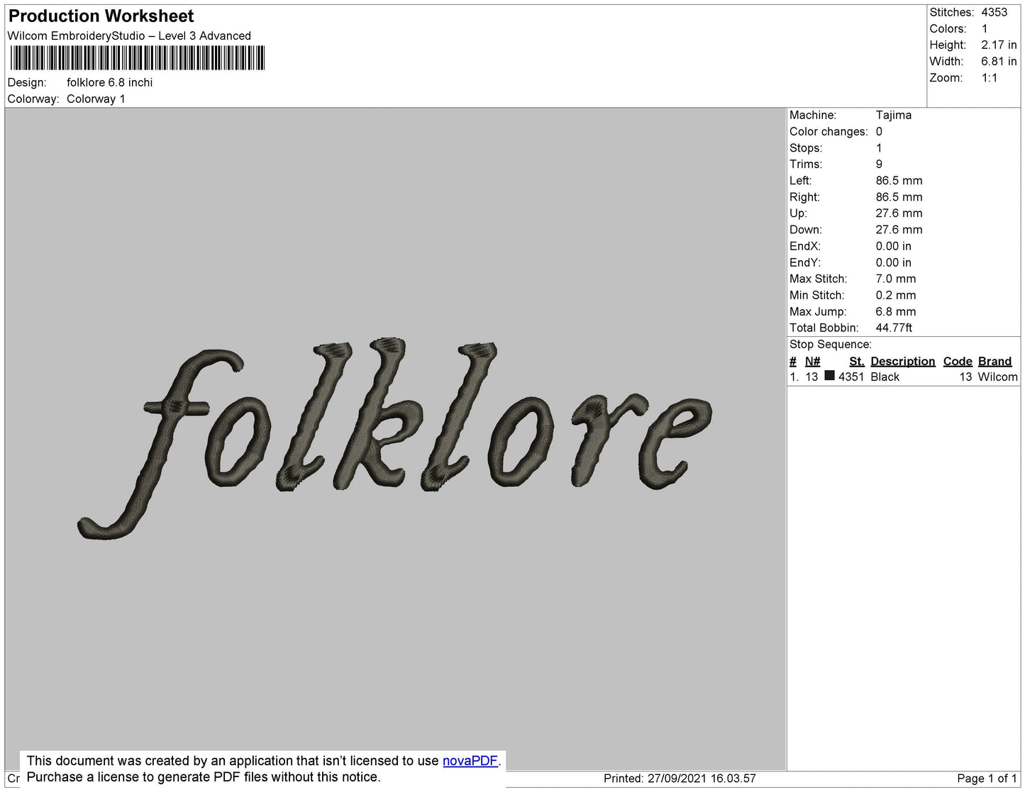 Folklore Embroidery File 4 size