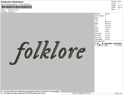 Folklore Embroidery File 4 size