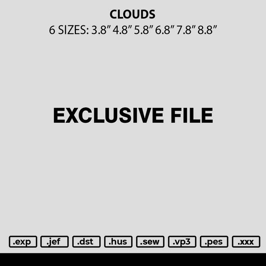 Cloudstext Embroidery File 6 sizes