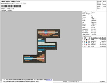 F Logo Embroidery File 4 size