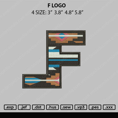 F Logo Embroidery File 4 size