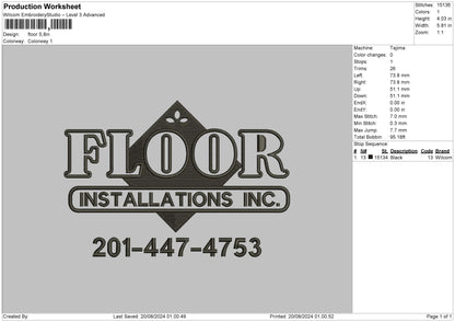 Floortext 1908 Embroidery File 6 sizes