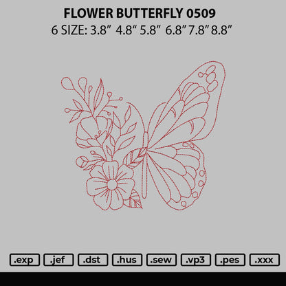 Flower Butterfly 0509 Embroidery File 6 sizes