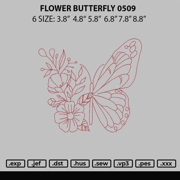 Flower Butterfly 0509 Embroidery File 6 sizes