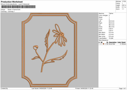 Flower Frame Embroidery Machine Design File 6 sizes