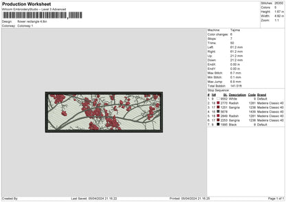 Flower Rectangle Embroidery File 6 sizes