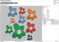 Flowers 5 Colors Embroidery File 5 sizes