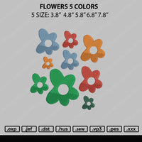 Flowers 5 Colors Embroidery File 5 sizes