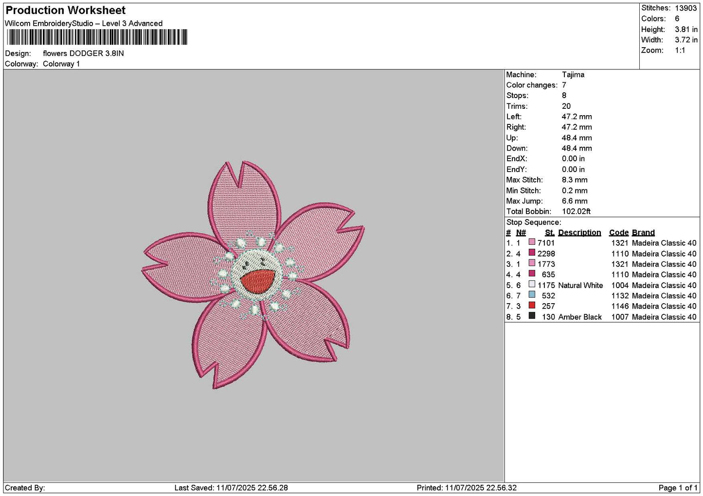 Flower Dodger 01 Embroidery File 6 sizes