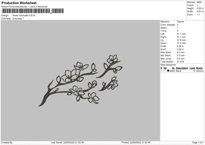 Flower Silhouette Embroidery File 4 size