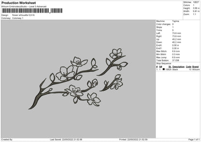 Flower Silhouette Embroidery File 4 size