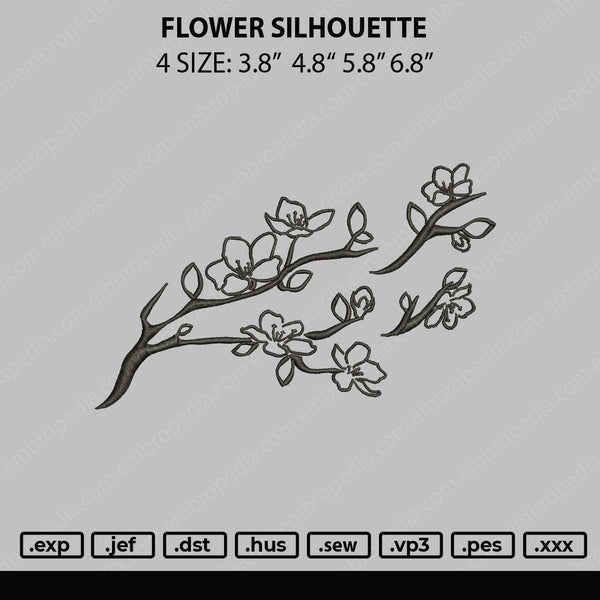 Flower Silhouette Embroidery File 4 size