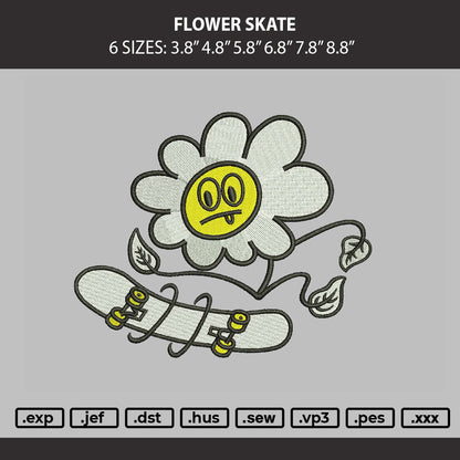 Flower Skate Embroidery Machine Design File 6 sizes