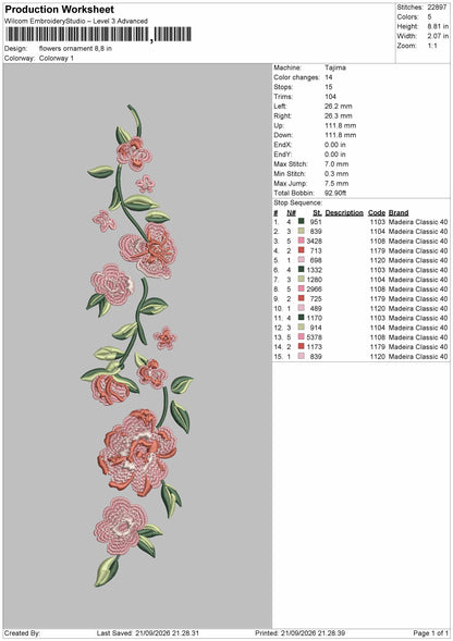 Flowers 2109 Embroidery Machine Design File 6 sizes