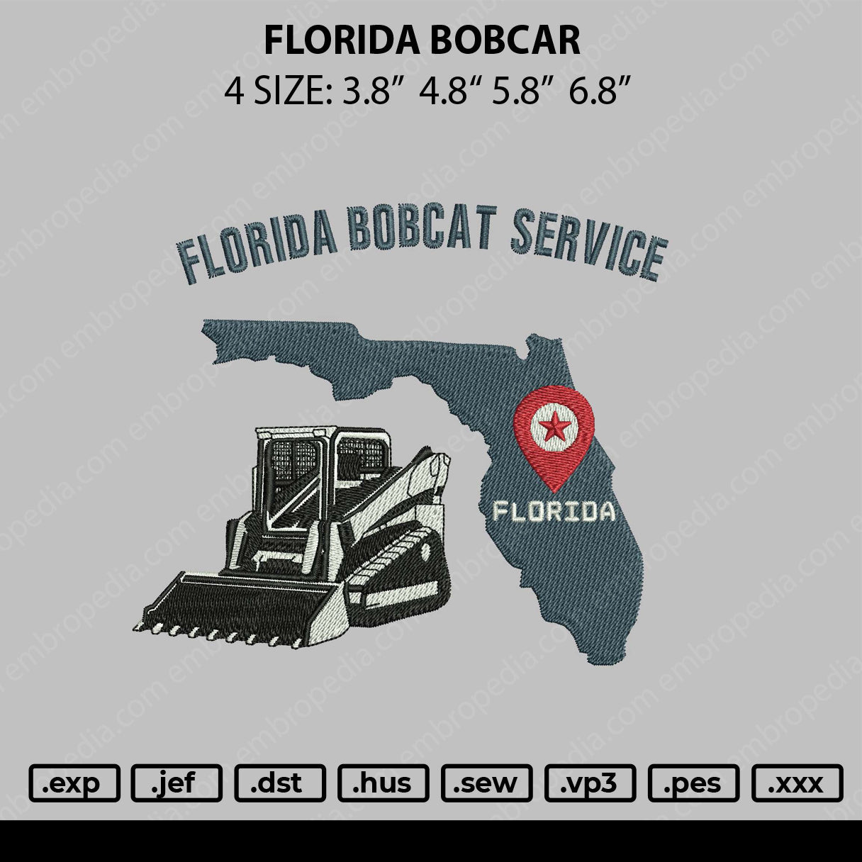 Florida Bobcat Embroidery File 4 size
