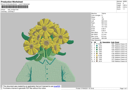 Flower Head Embroidery File 4 size